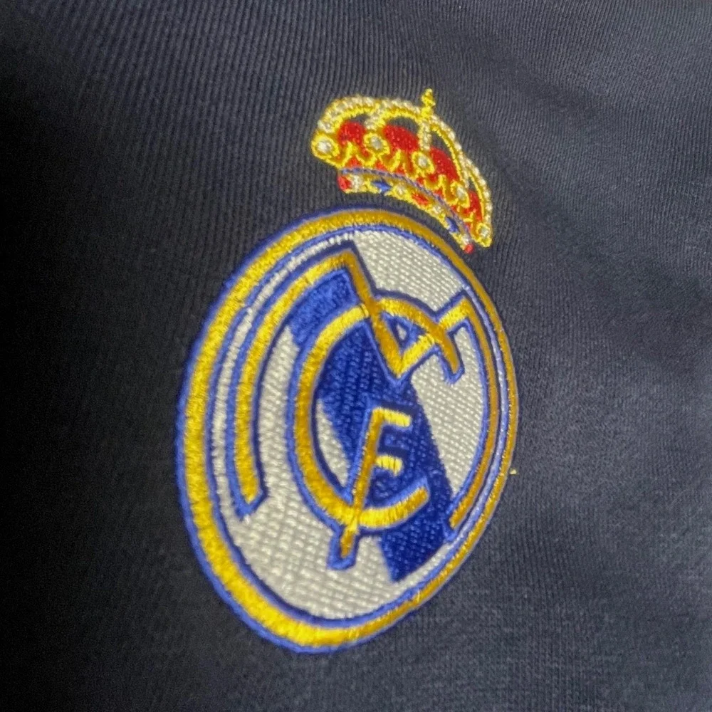Adidas Embroidered Madrid Real DNA Full Zip Navy Hooded Sweatshirt Men's Medium